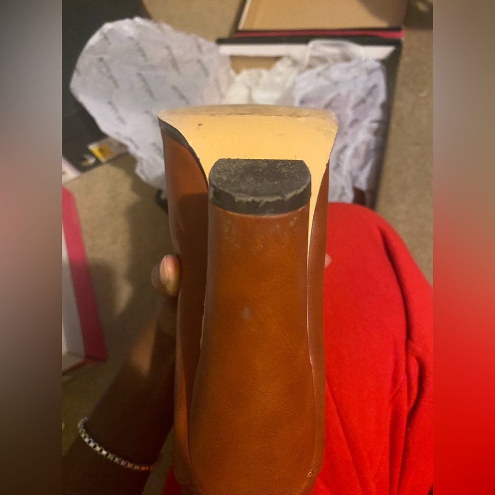 Brown Vegan Leather Open toed boots